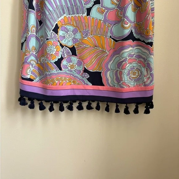 Trina Turk Coconut Floral-Print Mock-Neck Sleeveless Dress - Size XS - Picture 3 of 7